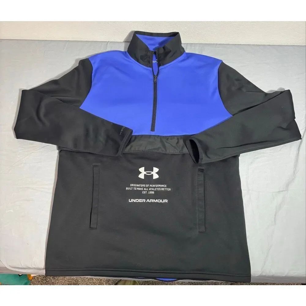Under Armour Fleece Storm Half Zip Long Sleeve Top Mens Medium Blue ColdGear